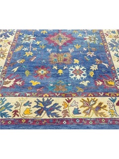 Hand-Knotted Turkish Oushak Area Rug, Floral Design, 9'5\" x 12'10\"