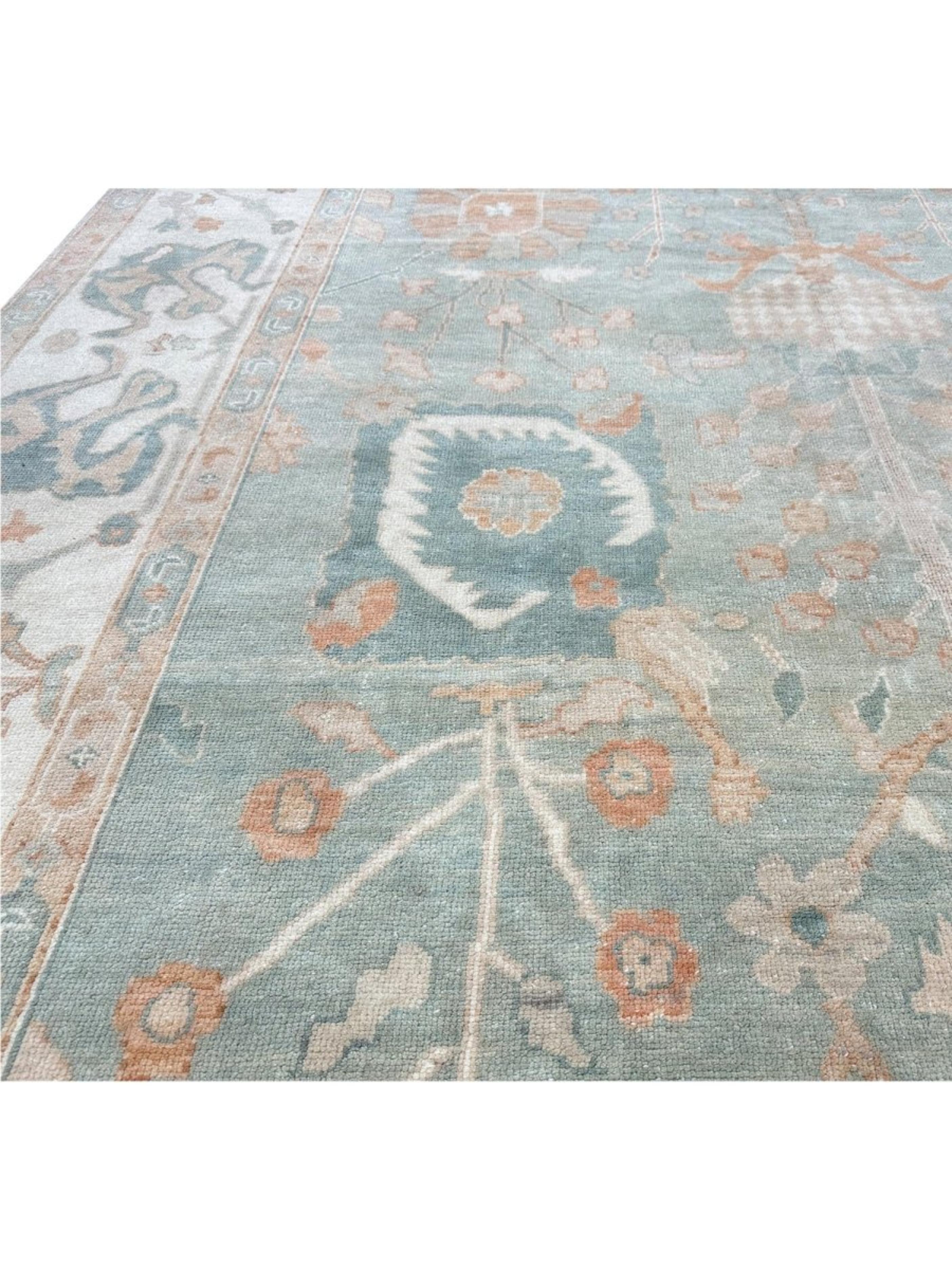 9x13 Handgeknüpfter türkischer Oushak-Teppich (Türkisch) im Angebot