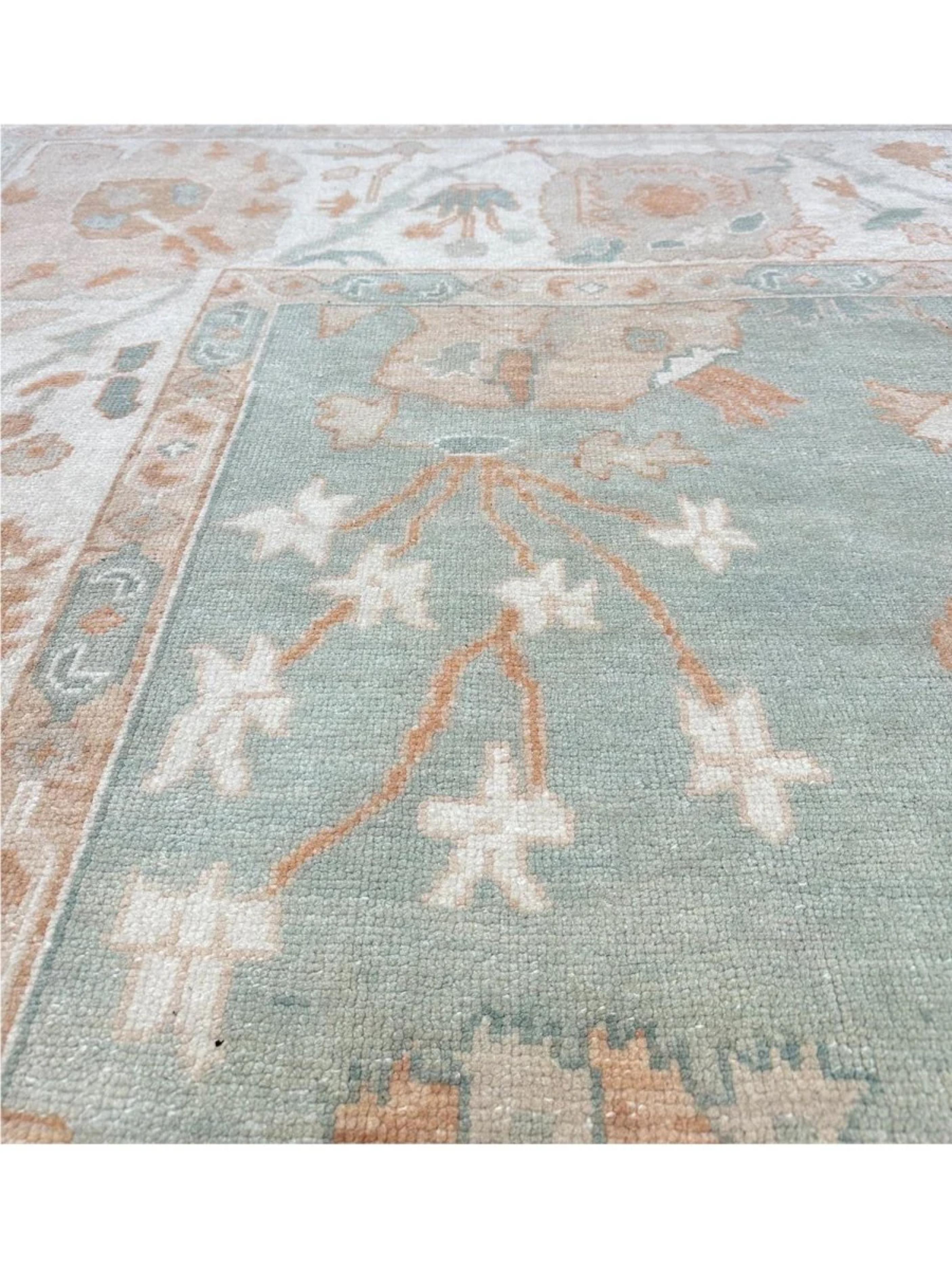 9x13 Handgeknüpfter türkischer Oushak-Teppich im Angebot 1