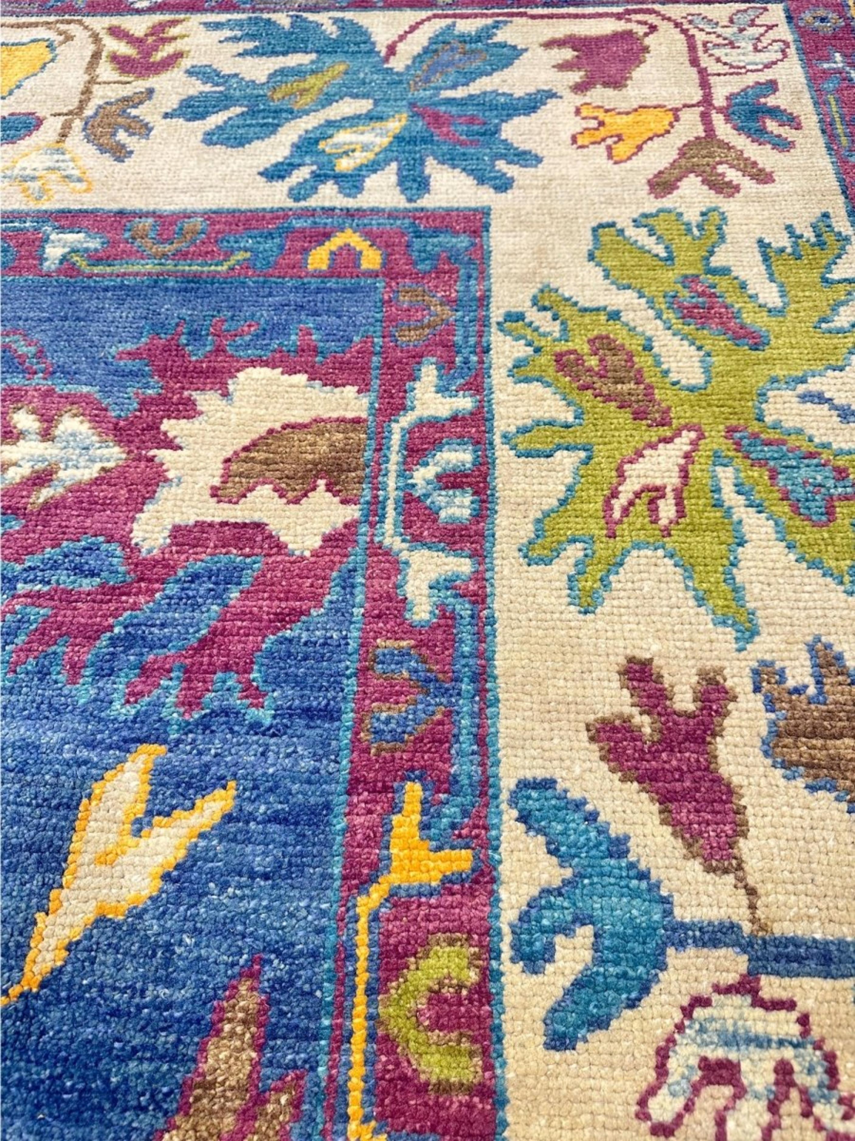 9x13 Tapis turc Oushak noué à la main en vente 1