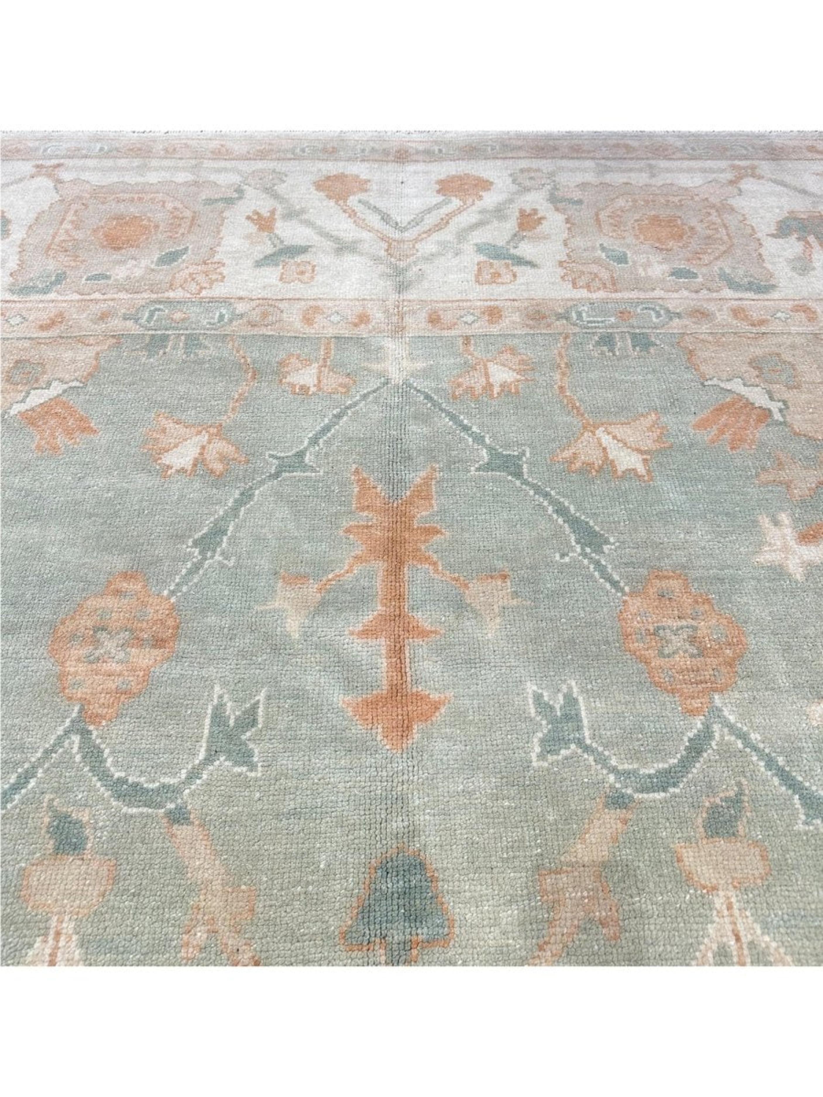 9x13 Handgeknüpfter türkischer Oushak-Teppich im Angebot 2