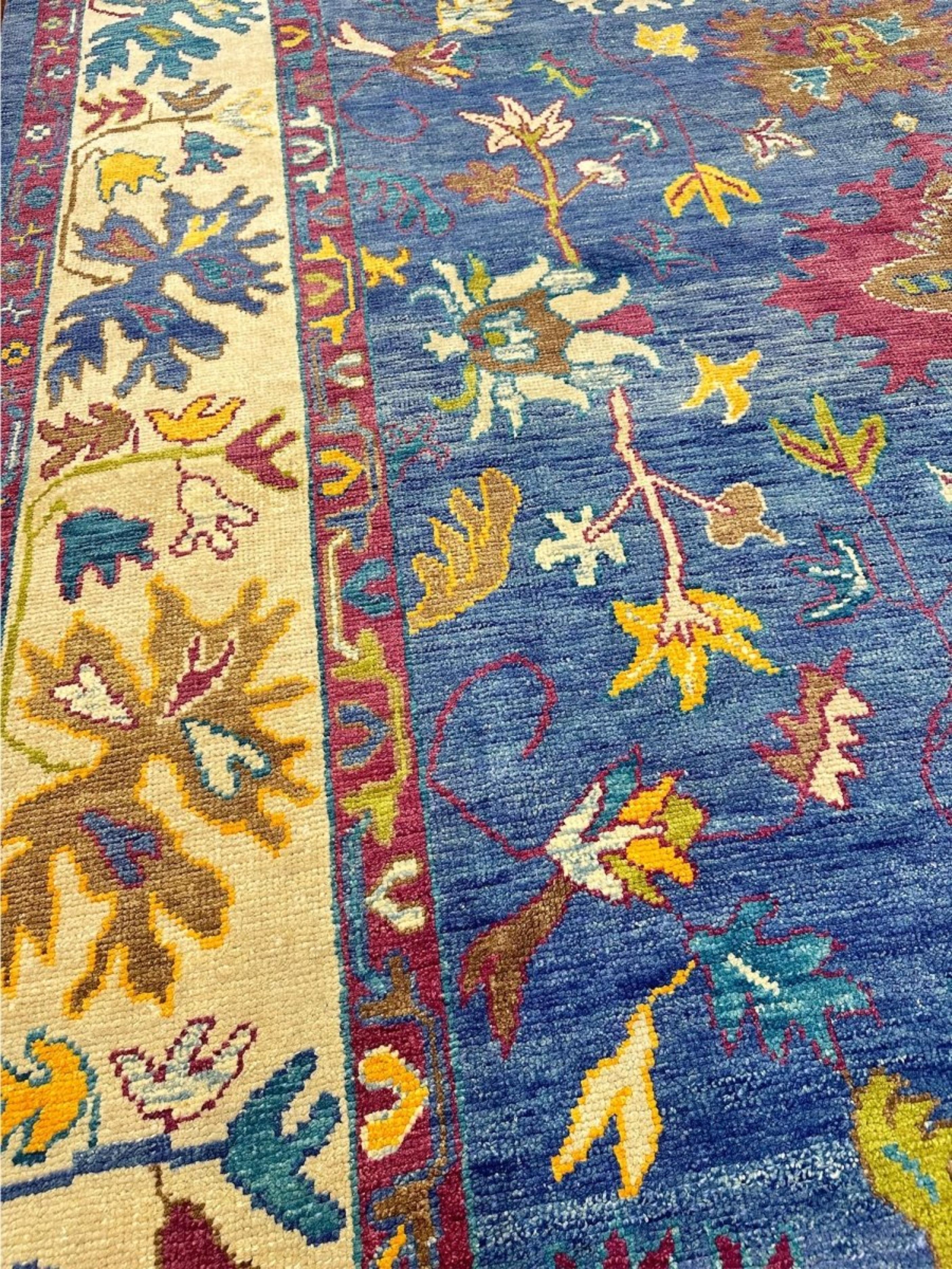 9x13 Tapis turc Oushak noué à la main en vente 2