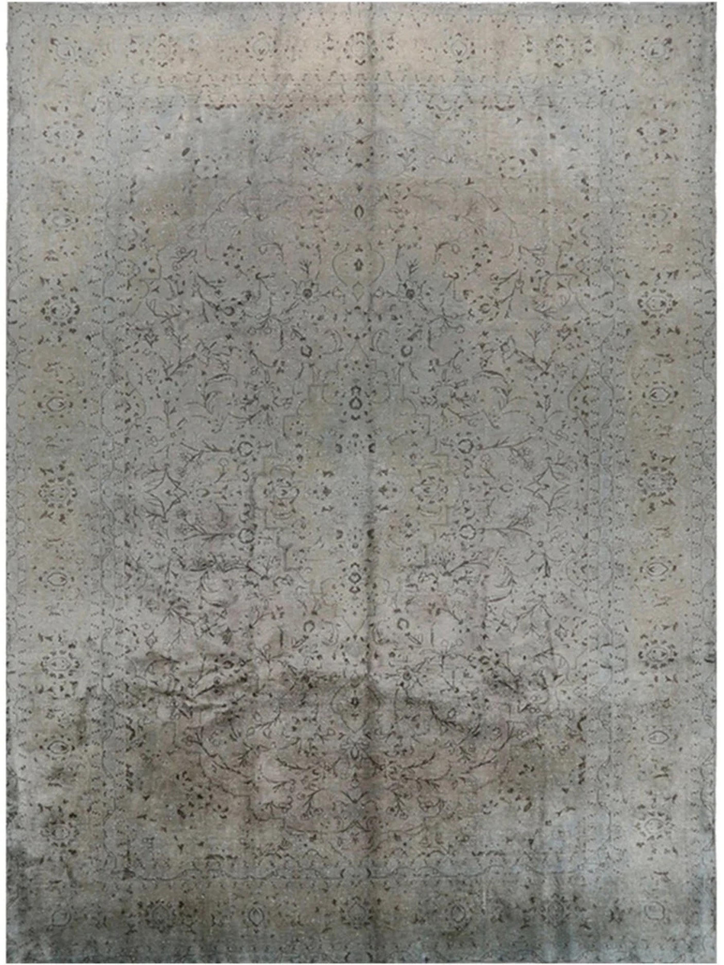 Annodato a mano Tappeto per l'area Tabriz 9x13 annodato a mano con effetto vintage e distinto in vendita