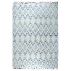 9x13 Ivory Hand-Knotted Wool Diamond Chevron Geometric Modern Carpet Rug (Tapis moderne géométrique en laine nouée à la main)