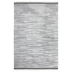 Alfombra Oriental de Lana Anudada a Mano 9'x13'2" Snow Cap White Moroccan Line Pattern