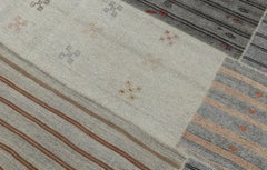 9x14.5 ft Adjustable Size Vintage Turkish Kilim Rug, Handwoven Gray Carpet