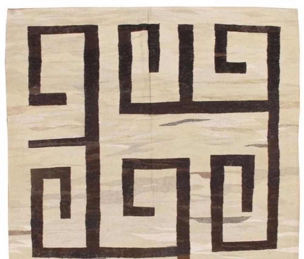 Turc 9x16 Ft Greek Key Design FlatWeave Kilim Rug. Fabriqué en fils de chanvre naturel d'époque en vente