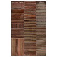 9x17.3 ft Vintage Turkish Patchwork Kilim Rug, Handmade Striped Wool Carpet
