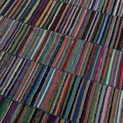 9x17.8 ft Adjustable Vintage Cotton Rag Rug, Colorful Handmade Striped Kilim