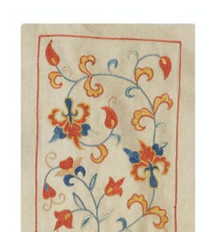 9"x21" Traditional Embroidered 100% Silk Wall Hanging. Boho Wall Decor