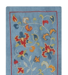 9 "x23" Wandbehang aus 100% Seide, bestickt. Boho-Wanddekoration. Traditioneller Wandteppich