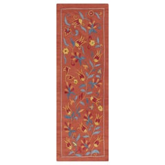 9"x25" Embroidered 100% Silk Wall Hanging. Red Traditional Tapestry