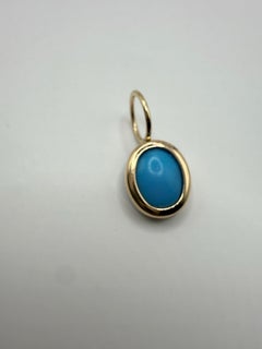 9x6mm Turquoise pendant 14KT gold large loop for chain