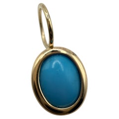 9x6mm Turquoise pendant 14KT gold large loop for chain