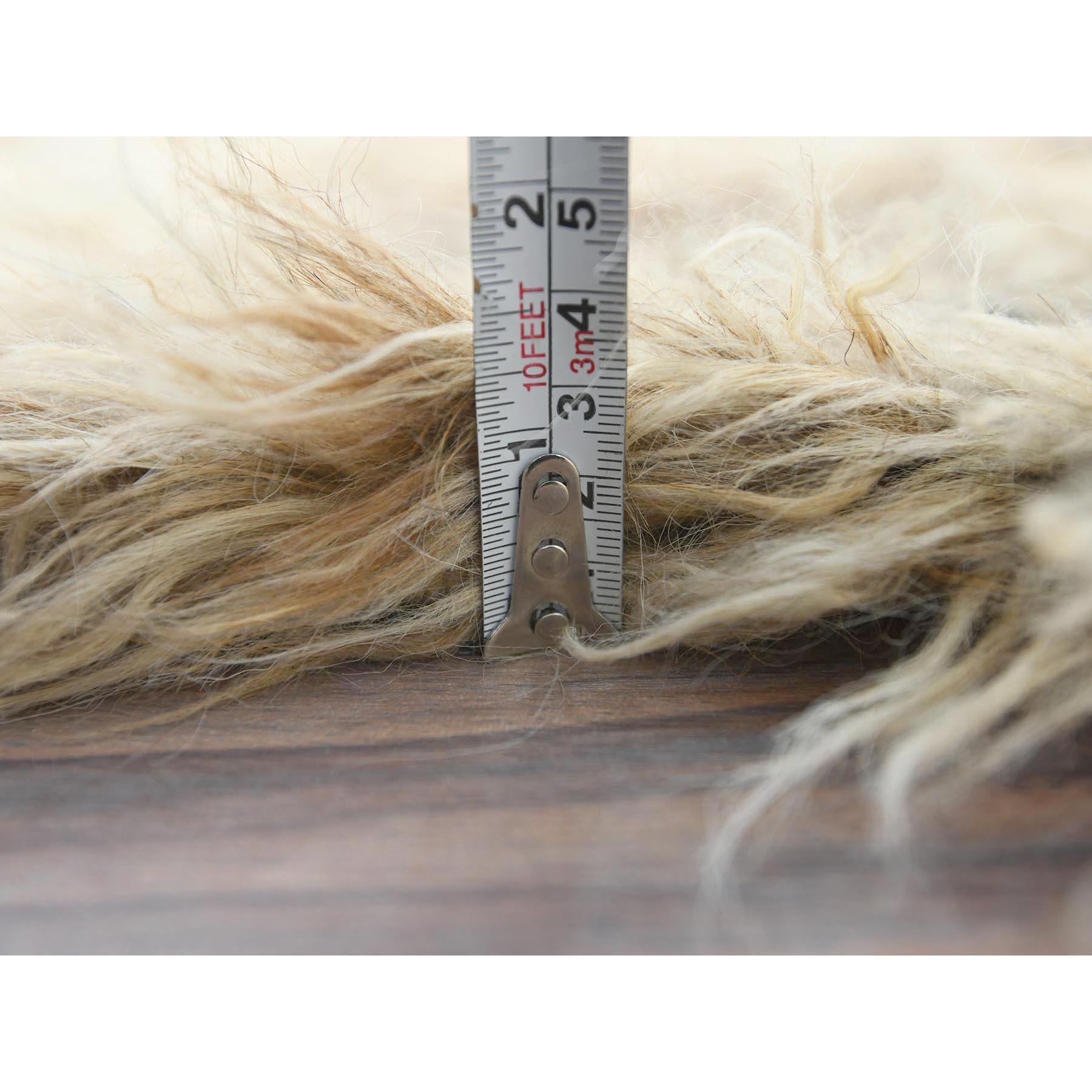 9'x9' Beige, Shag Flokati Estilo Griego, Alfombra Cuadrada Anudada a Mano de Lana Natural en venta 4