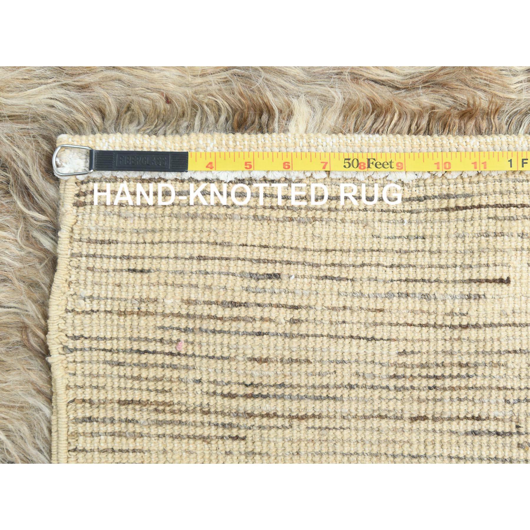 9'x9' Beige, Shag Flokati Estilo Griego, Alfombra Cuadrada Anudada a Mano de Lana Natural en venta 5