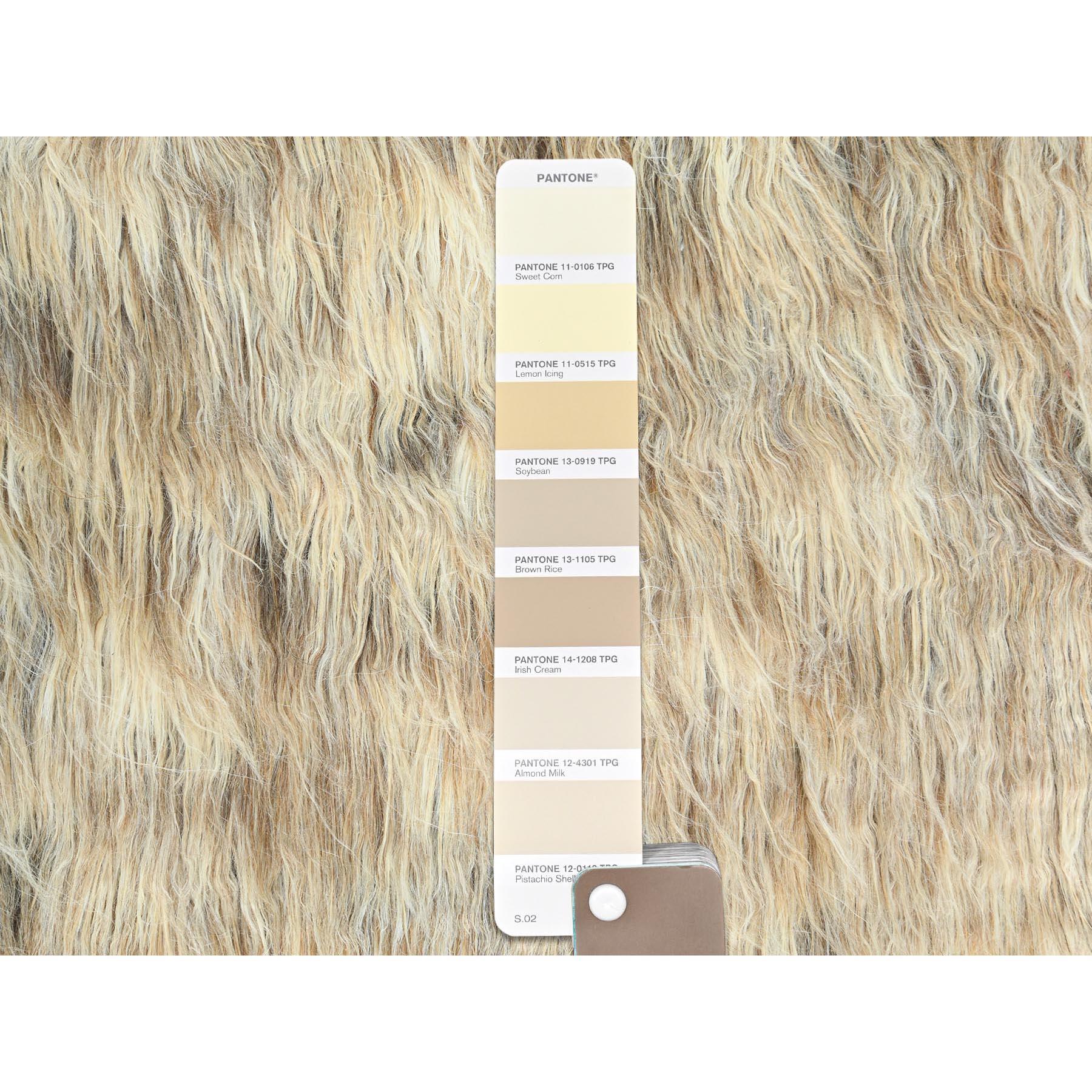 9'x9' Beige, Shag Flokati Estilo Griego, Alfombra Cuadrada Anudada a Mano de Lana Natural en venta 1