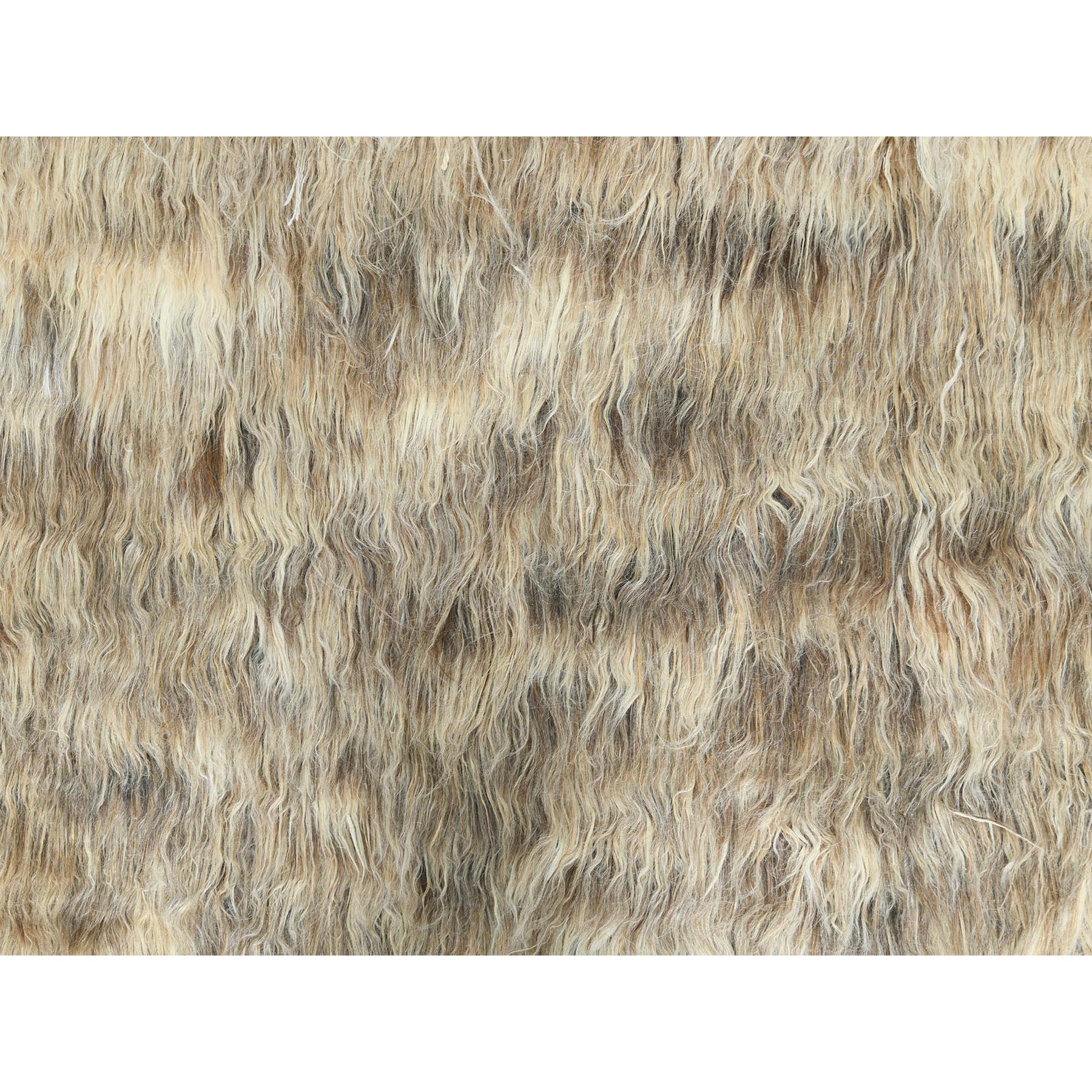 9'x9' Beige, Shag Flokati Estilo Griego, Alfombra Cuadrada Anudada a Mano de Lana Natural en venta 2
