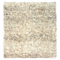 Tapis carré noué à la main beige de style grec Flokati 9'x9'