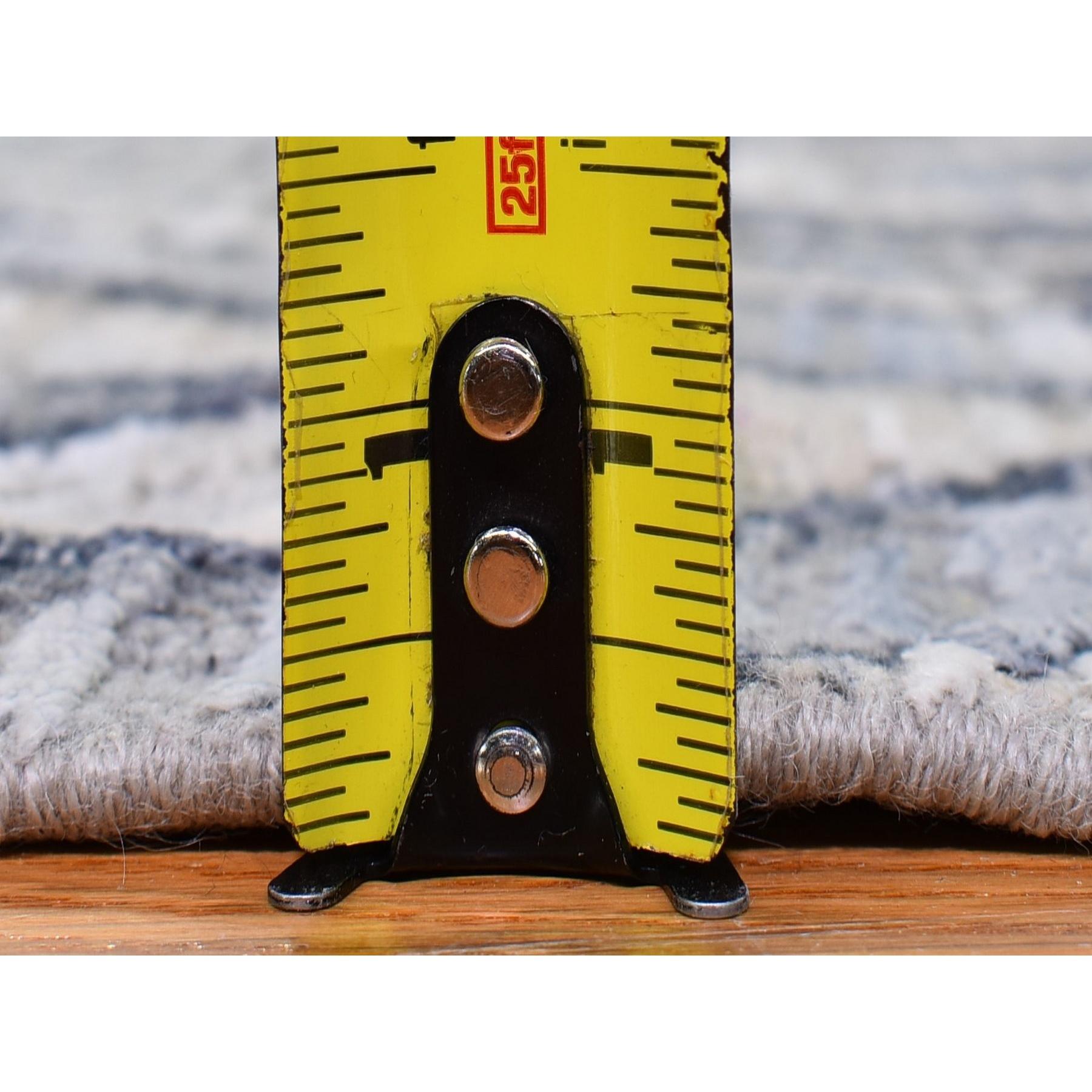 9'x9' Grau Chevron Design strukturierte Wolle und reine Seide handgeknüpft Runde Teppich im Angebot 5