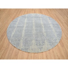 9'x9' Gray Tone On Tone Transitional Erased Design Jacquard Hand Loomed Rug
