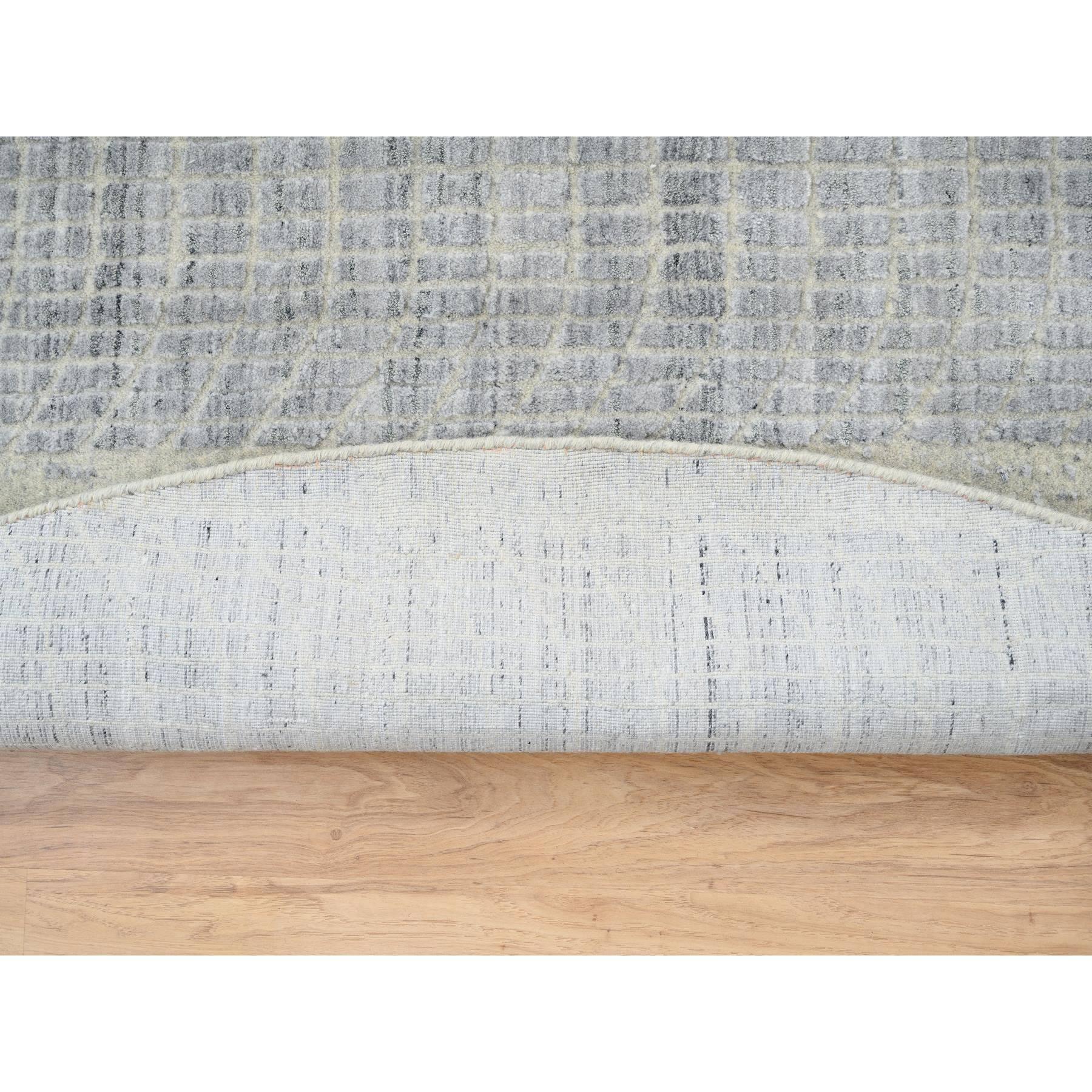 9'x9' Grau Ton in Ton Transitional Erased Design Jacquard Hand Loomed Rug (Handgeknüpft) im Angebot