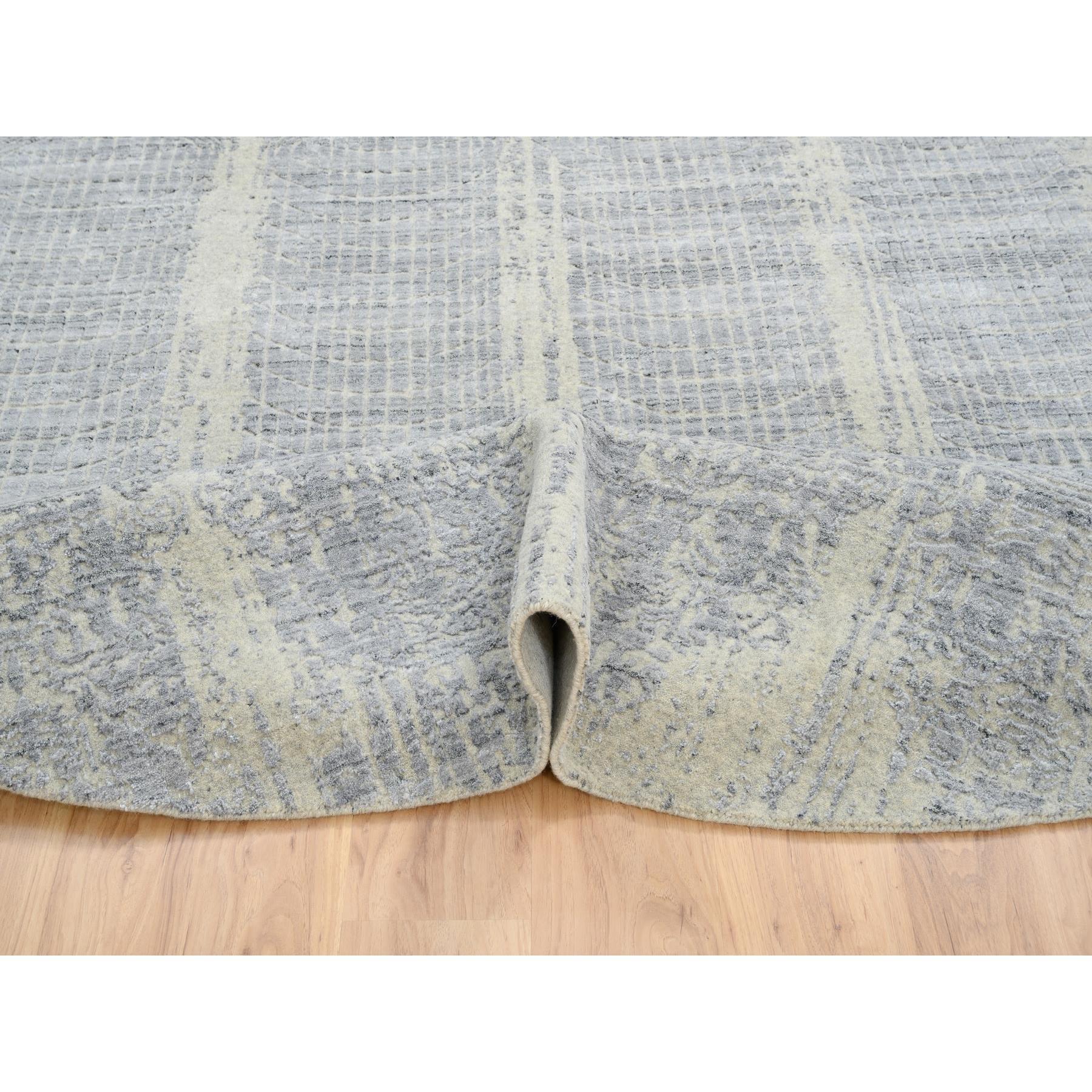 9'x9' Grau Ton in Ton Transitional Erased Design Jacquard Hand Loomed Rug im Zustand „Neu“ im Angebot in Carlstadt, NJ