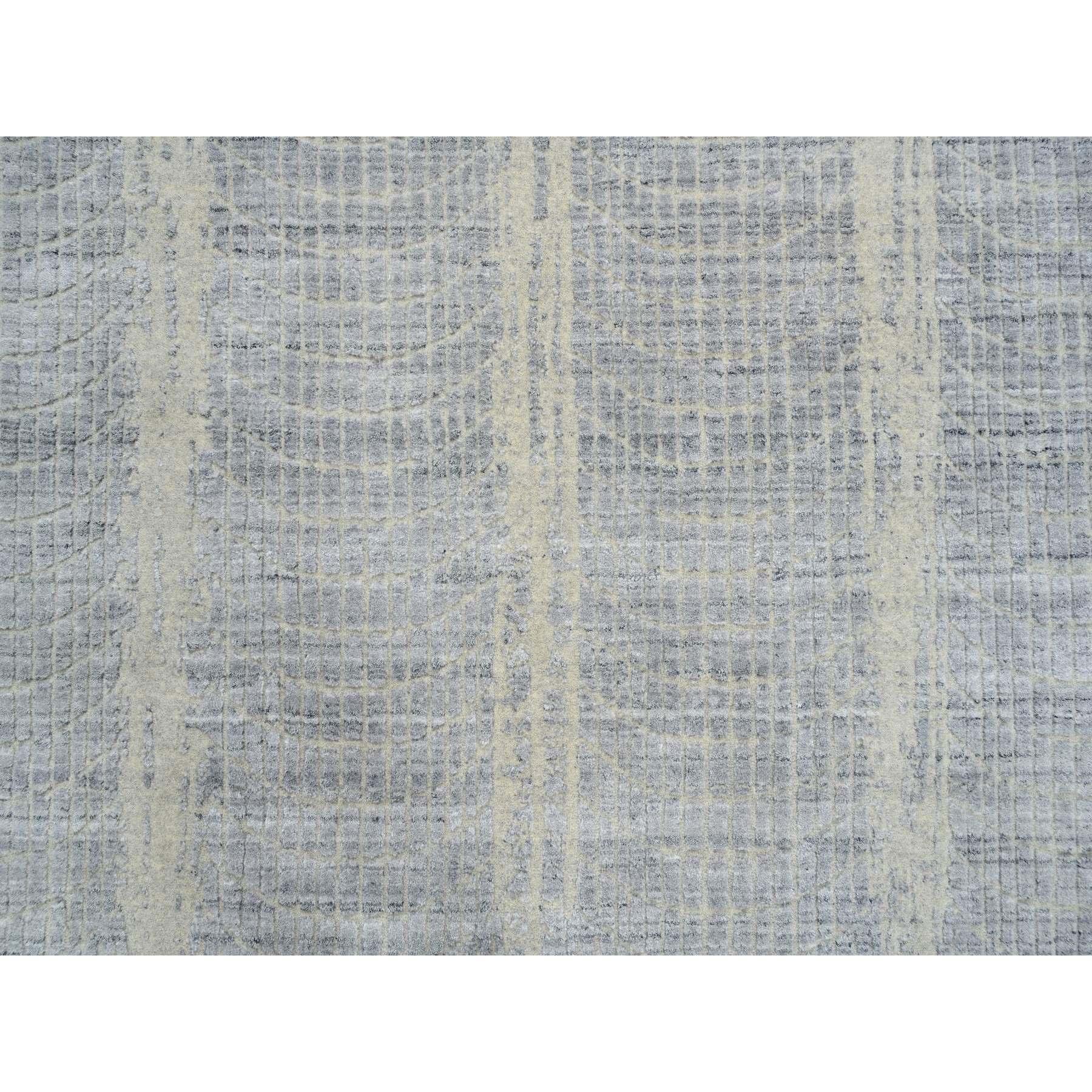 9'x9' Grau Ton in Ton Transitional Erased Design Jacquard Hand Loomed Rug im Angebot 1