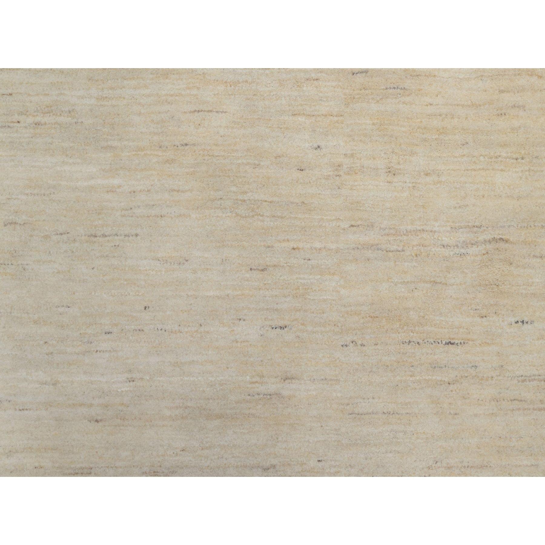 Lana Tappeto rotondo in pura lana 9'x9' Parchment White annodato a mano con un design moderno e lineare in vendita