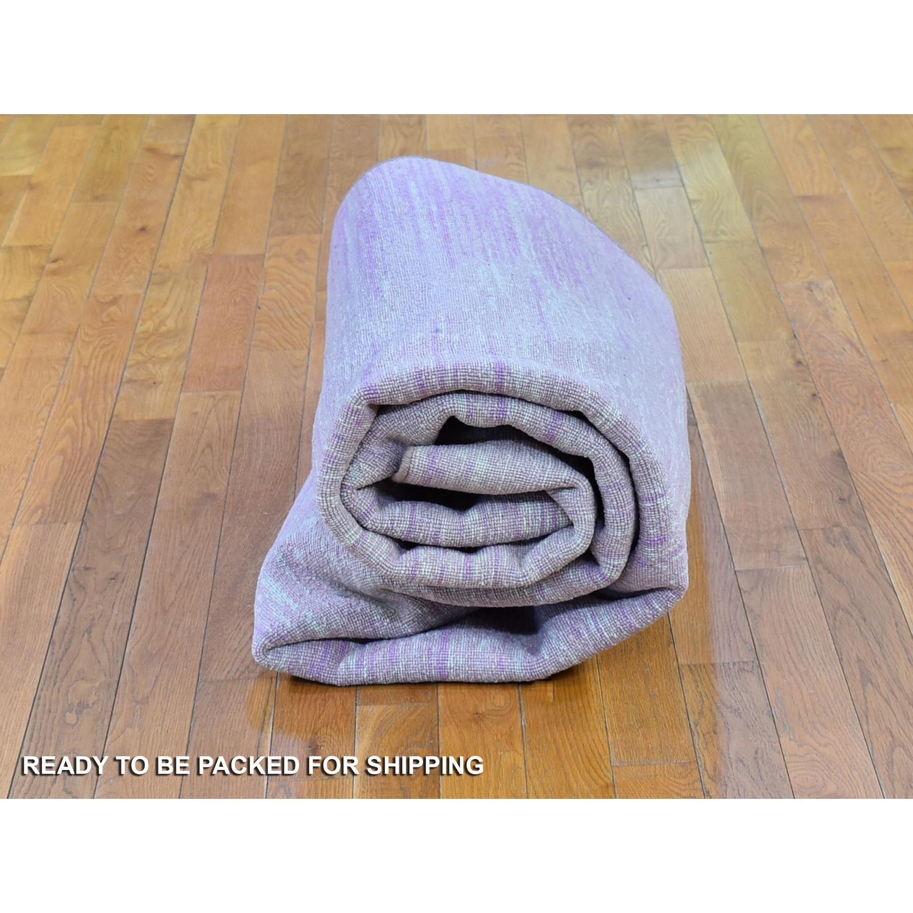 Tapis oriental rond noué à la main 9'x9' Rose Zero Pile Pure Wool Ombre Design en vente 2