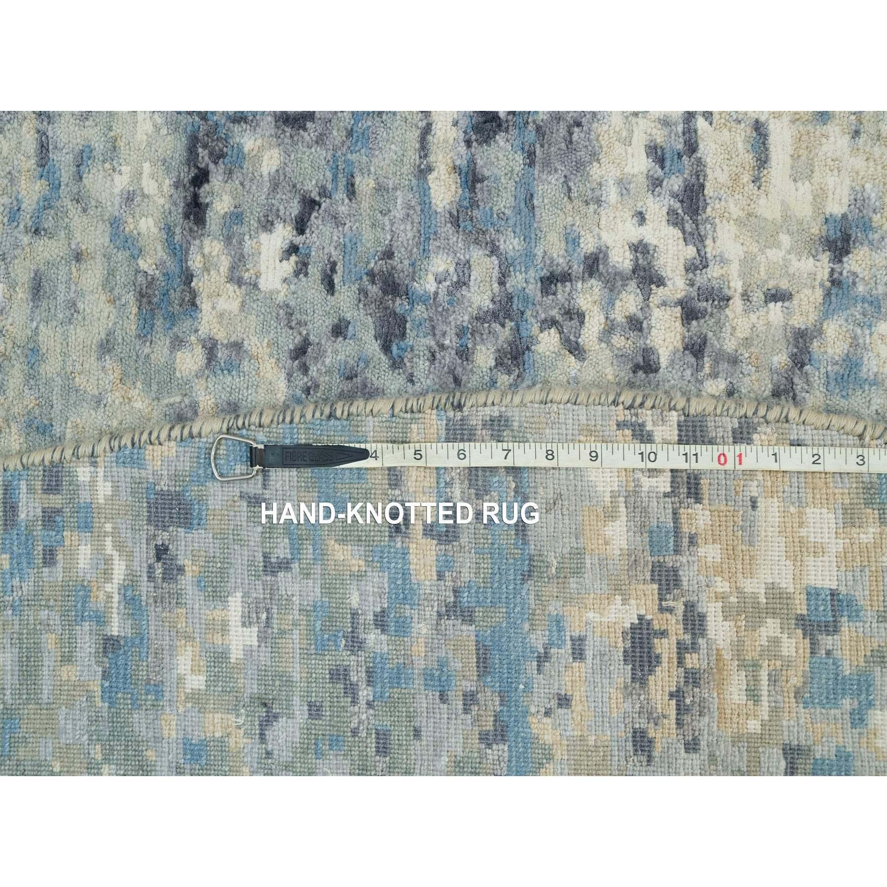 9'x9' Power Gray in lana e seta annodato a mano, moderno tappeto orientale a mosaico in vendita 3