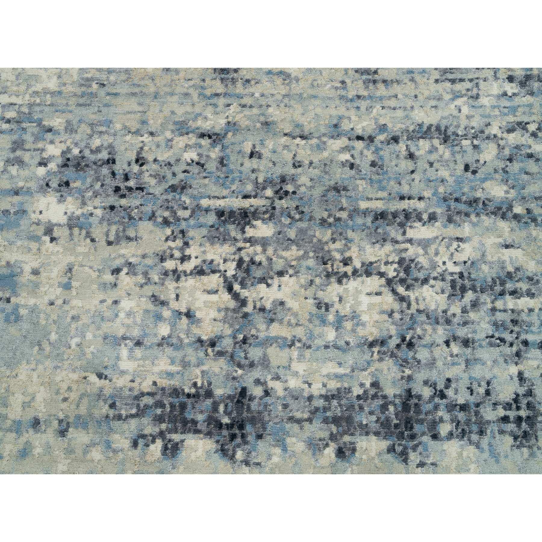 Seta 9'x9' Power Gray in lana e seta annodato a mano, moderno tappeto orientale a mosaico in vendita