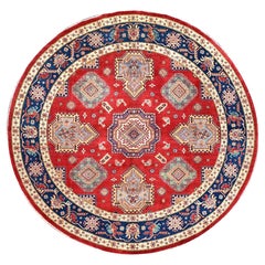 9'x9' Rufous Red Special Kazak Wool Hand Knotted Round Oriental Rug
