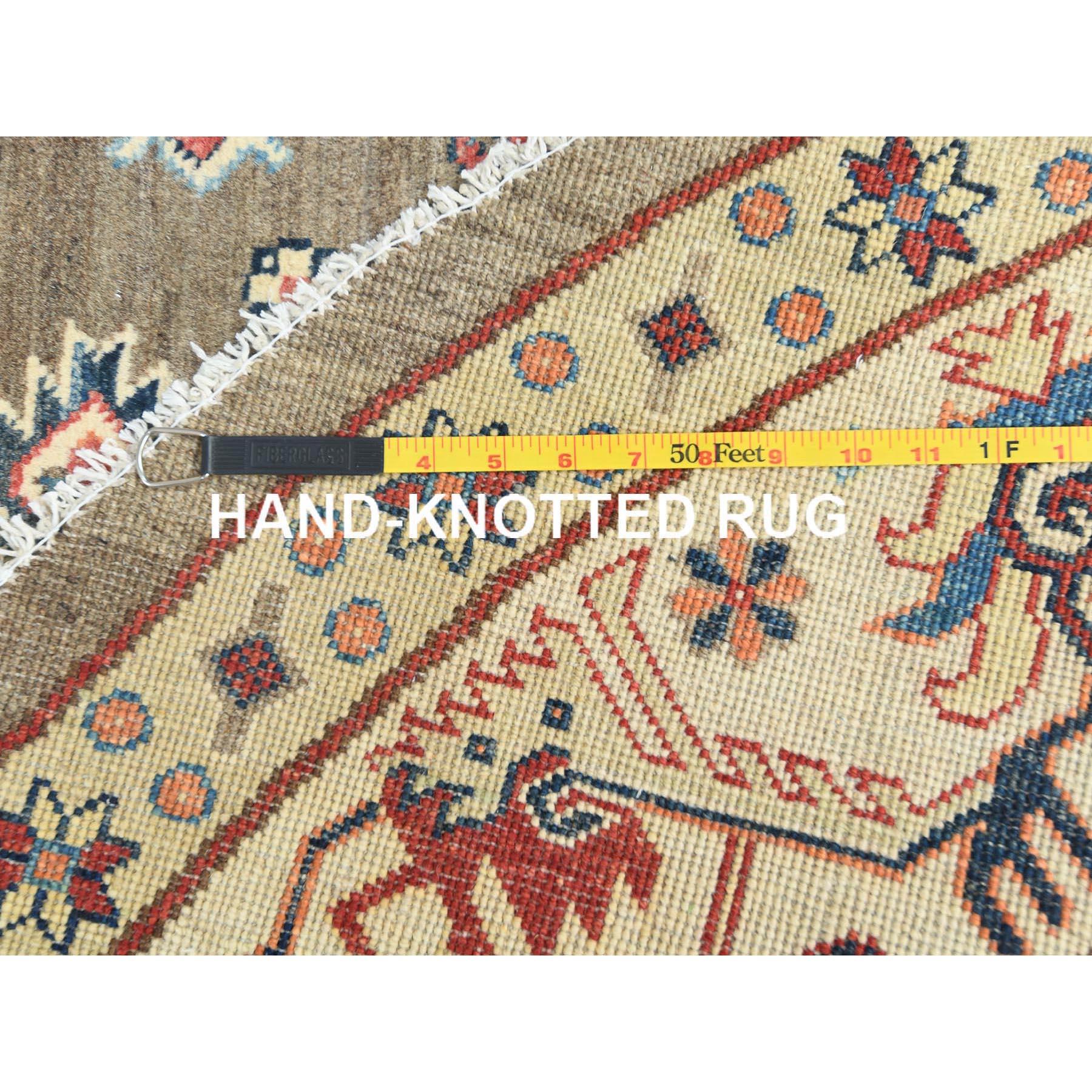 9'x9' Taupe Brown Spezial Kazak Bio-Wolle Handgeknüpft Orientteppich im Angebot 5