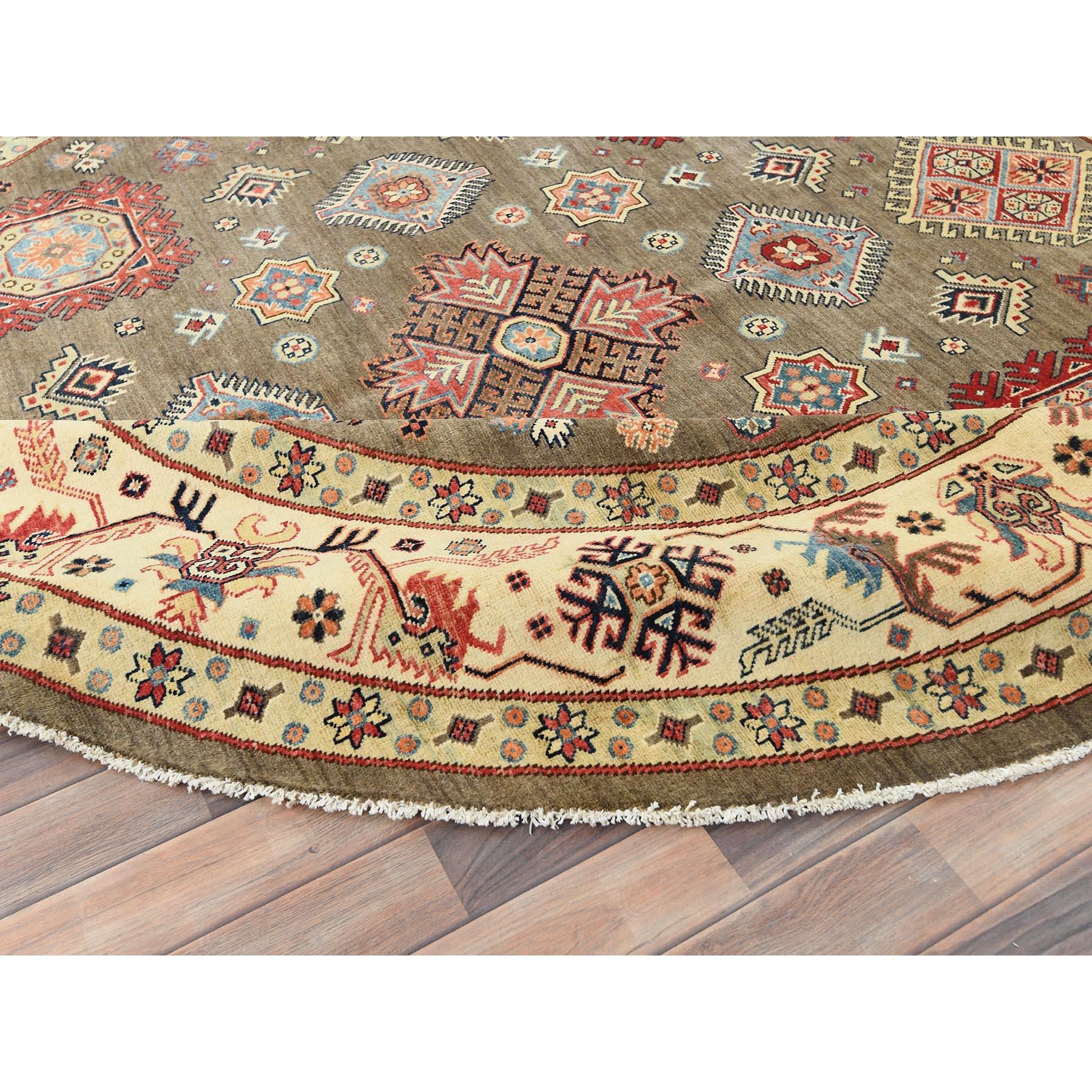 9'x9' Taupe Brown Spezial Kazak Bio-Wolle Handgeknüpft Orientteppich im Zustand „Neu“ im Angebot in Carlstadt, NJ