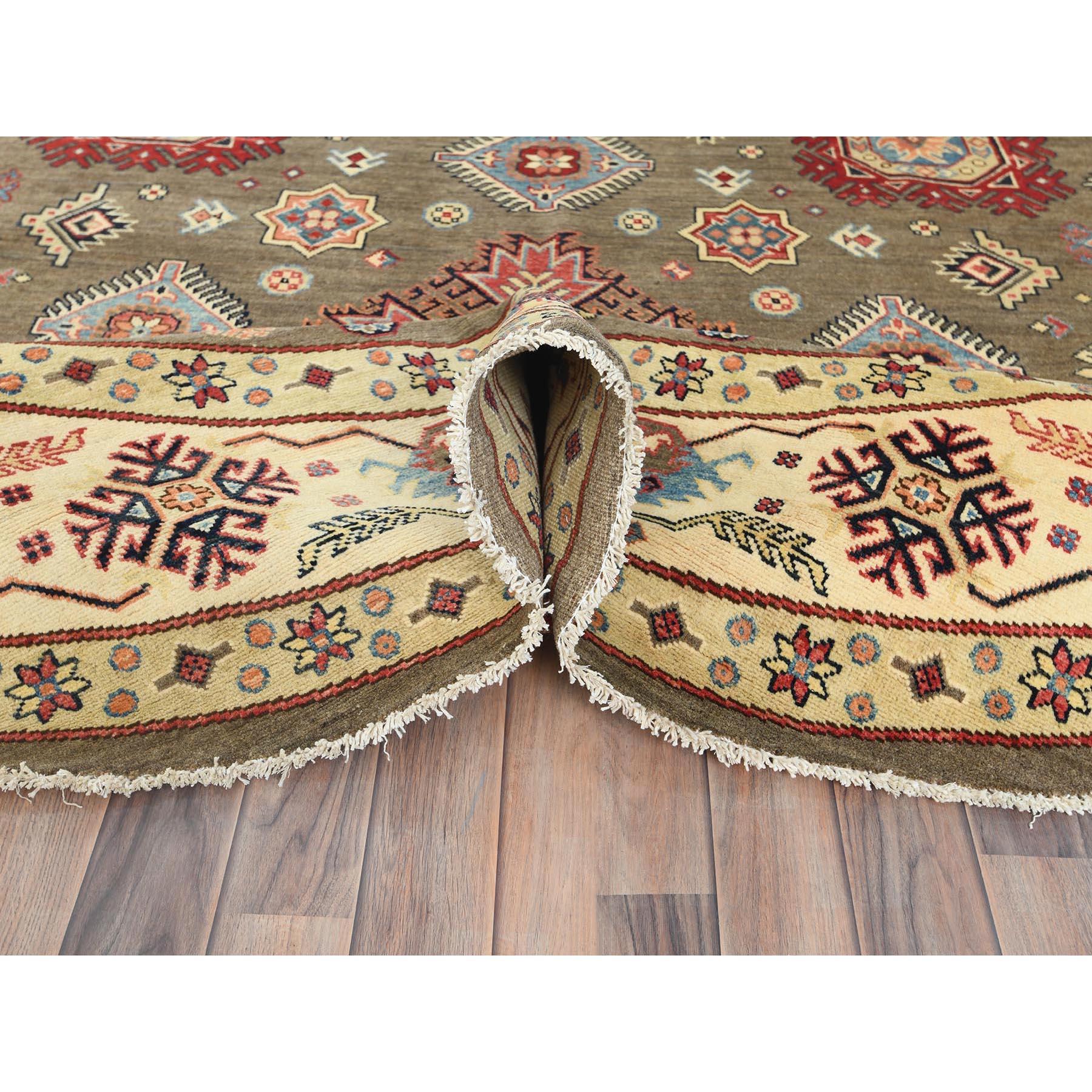 9'x9' Taupe Brown Spezial Kazak Bio-Wolle Handgeknüpft Orientteppich (21. Jahrhundert und zeitgenössisch) im Angebot
