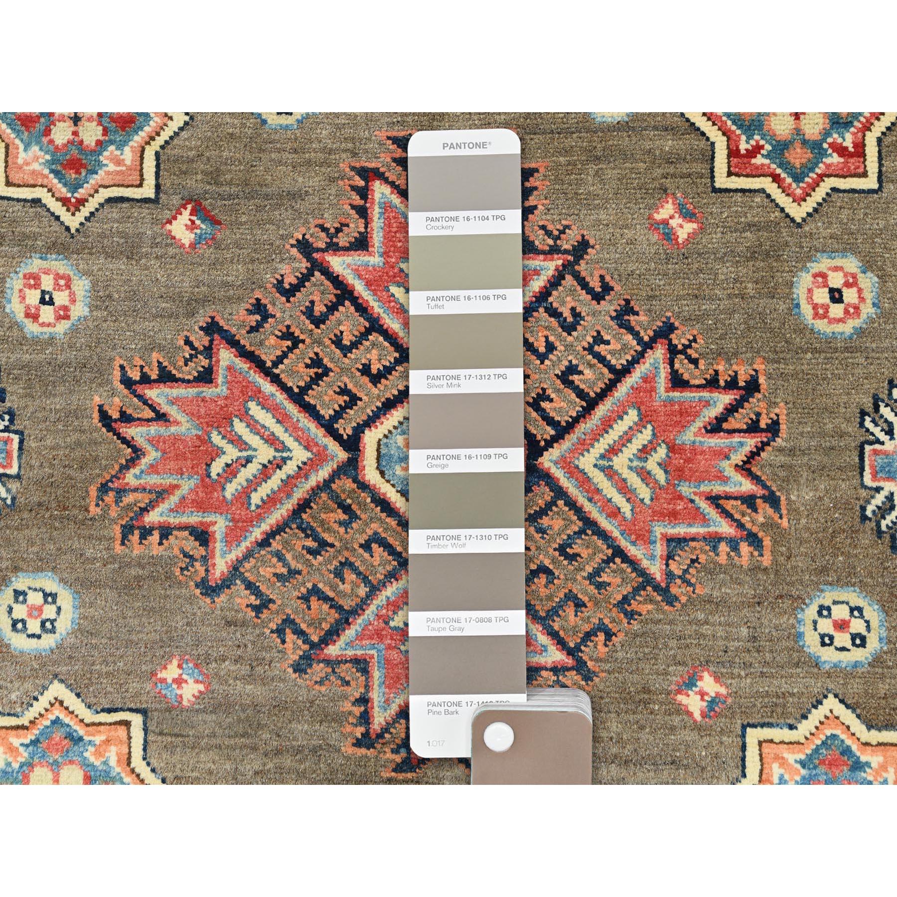 9'x9' Taupe Brown Spezial Kazak Bio-Wolle Handgeknüpft Orientteppich im Angebot 2