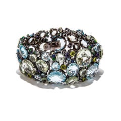 A & Furst Bracelet 18 Karat Black Gold Diamonds Mixed Stones Bouquet Collection