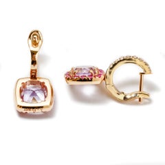 A & Furst Drop Earrings Rose de France Pink Sapphire 18 Karat Rose Gold Dynamite