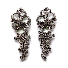 A & Furst Earrings Prasiolite and Diamonds 18 Karat Gold Bouquet Collection