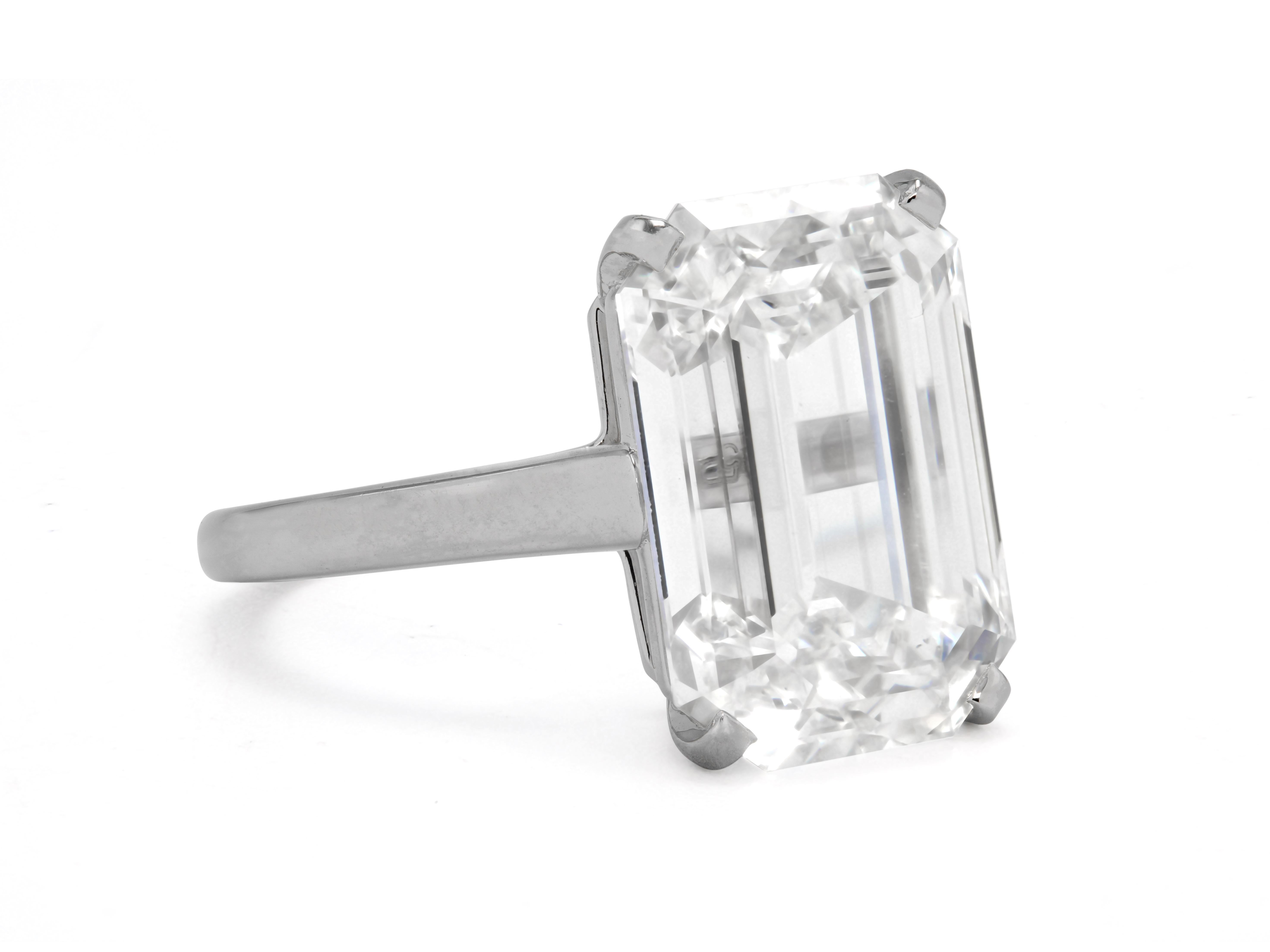 A GIA Certified 10.07ct E VS1 Emerald-Cut Diamond Ring by Cartier. Comes in an original Cartier box with GIA certificate. Absolutely Stunning Ring.