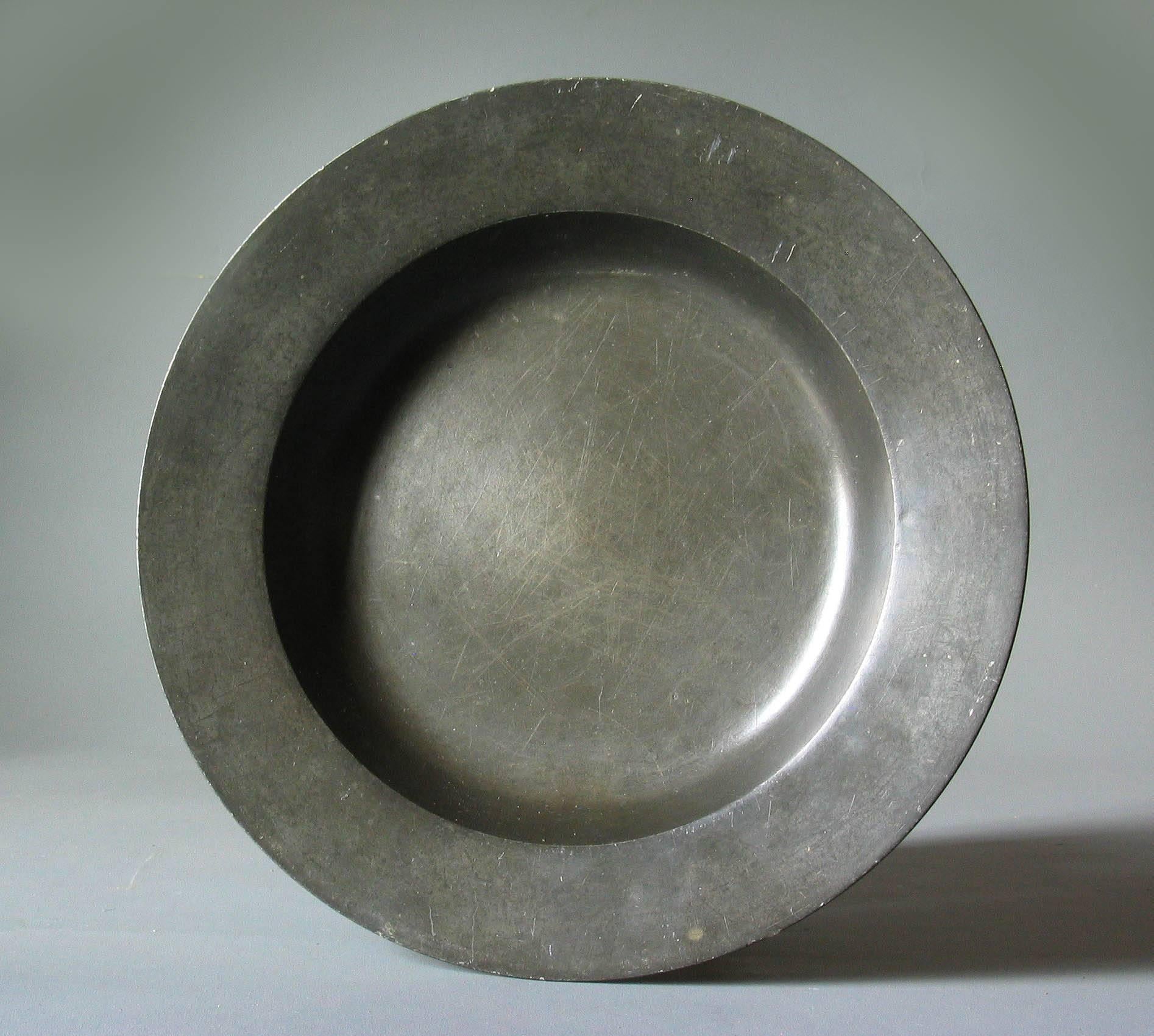 Hand-Crafted Export Pewter Dish and Plate by Townsend & Compton of London, 1784-1802