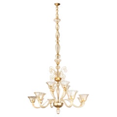 Lustre à 12 lumières en verre de Murano soufflé à la main
