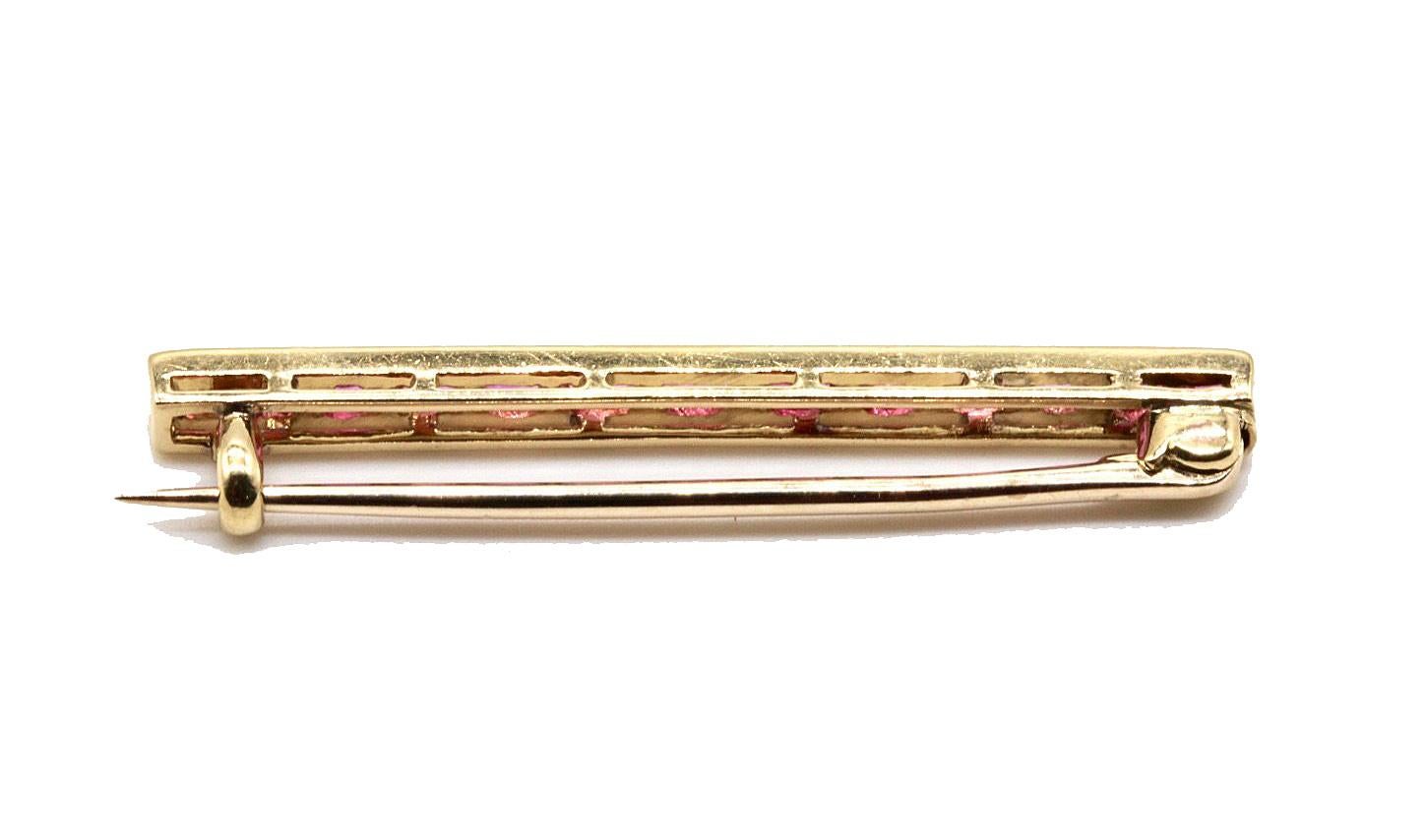 Modern 14 Kt Rose Gold and Ruby Tie Pin For Sale