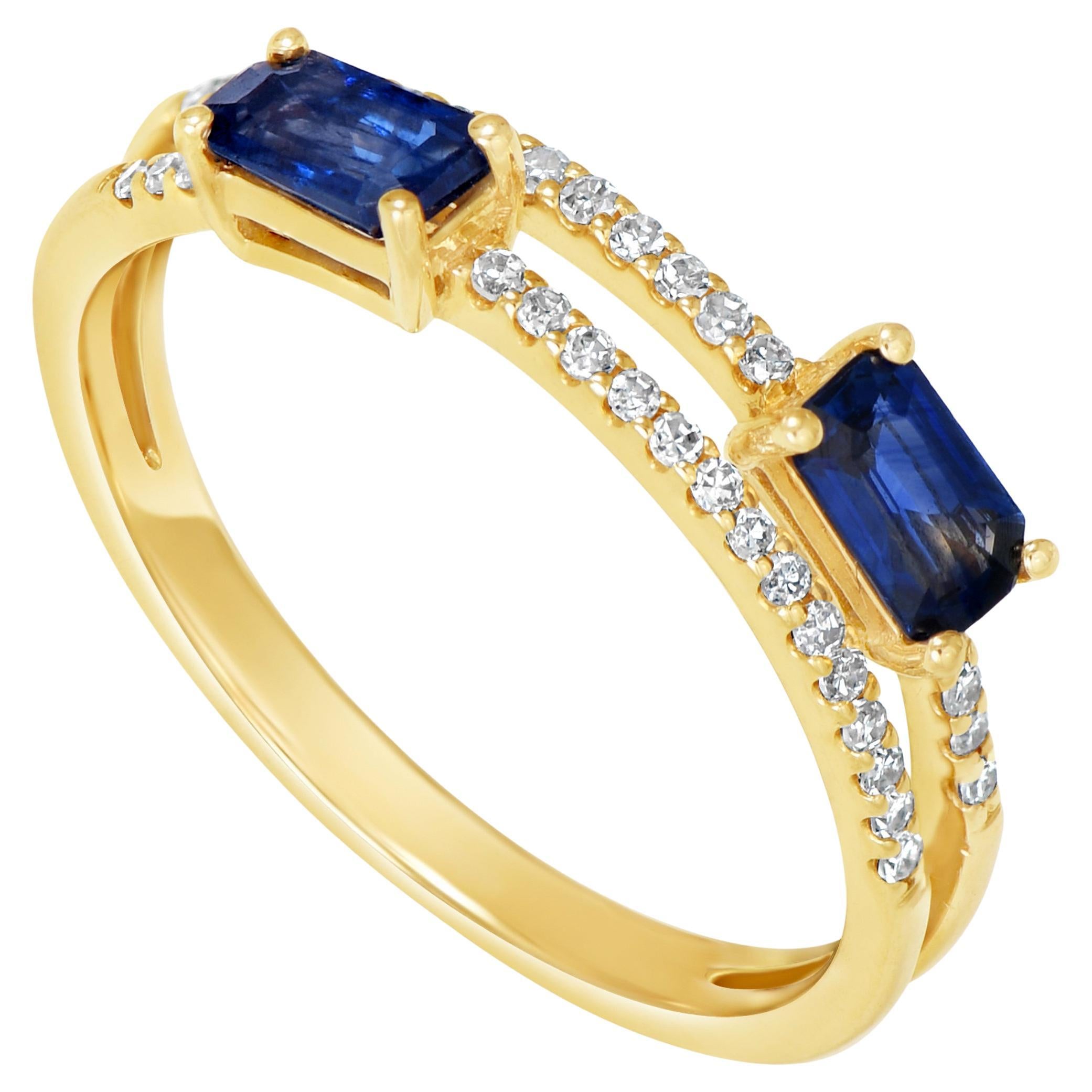 Ein 14K Diamanten und Saphire bunten und einzigartigen Design Gelbgoldring