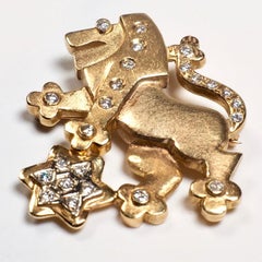 14 Karat Gold and Diamond Lion of Judah Pendant Brooch