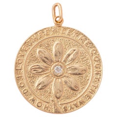 14k Gold Love Flower Charm with Diamond