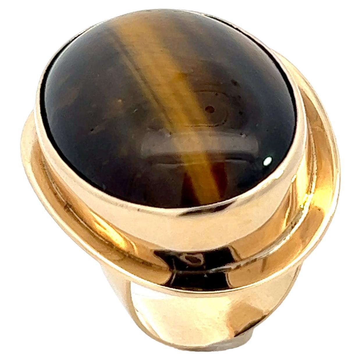 A 14k yellow gold and Tiger's Eye Quartz ring by Paul Erik Jensen For Sale
