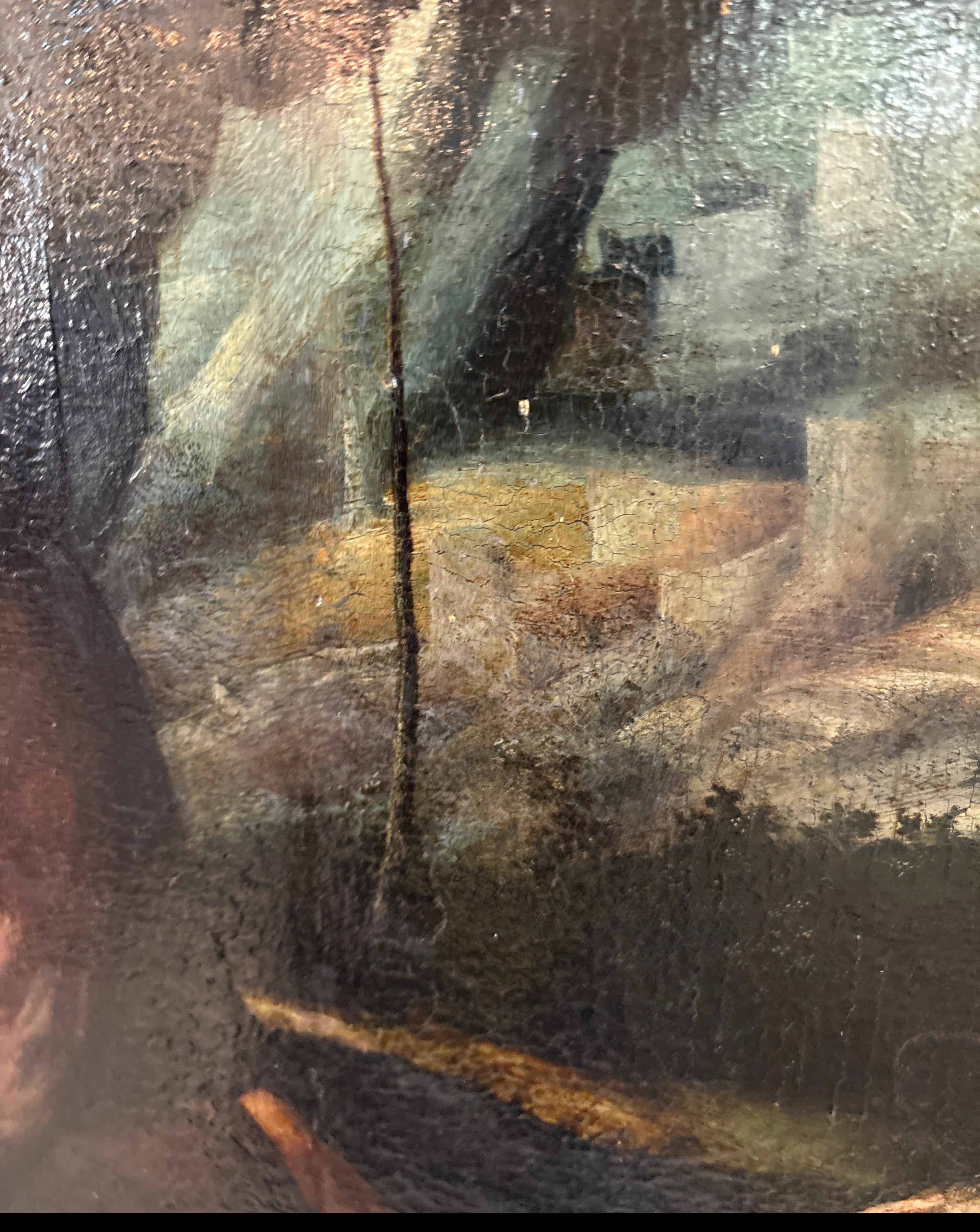 Peinture à l'huile du XVe siècle représentant l'agonie dans le jardin Bon état - En vente à Lambertville, NJ