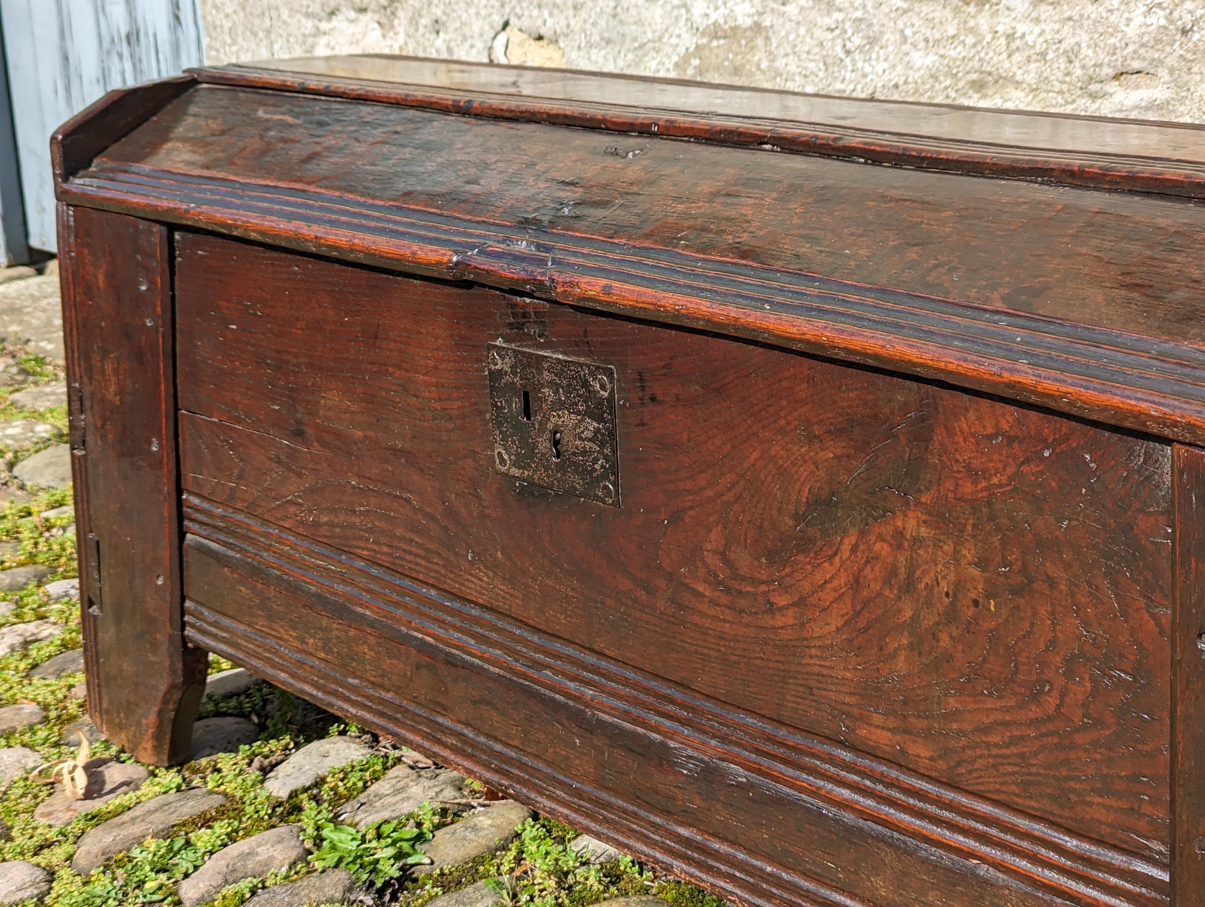 A 16th Century Boarded Oak Clamp-front Chest Or Ark, Welsh Borders, Circa 1550 For Sale 1